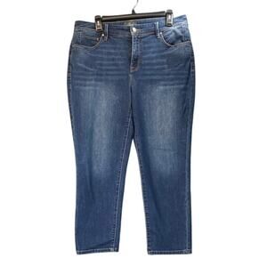 Chicos Women’s Blue  Denim 1.5/S So SlimmingCropDistressed Pants Office/Casual